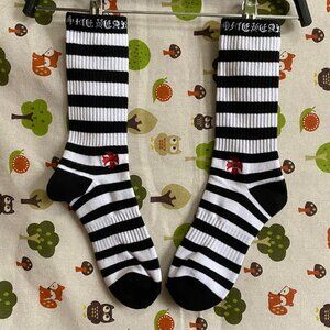 Chrome Hearts Black And White Striped Small Logo Socks